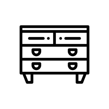 Çekmece simgesi. Beyaz Arkaplanda İnce Doğrusal Tasarım