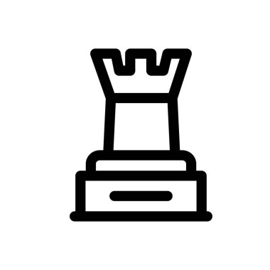 Satranç ikonu. Beyaz Arkaplanda İnce Doğrusal Tasarım