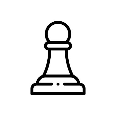 Satranç taşı ikonu. Beyaz Arkaplanda İnce Doğrusal Tasarım