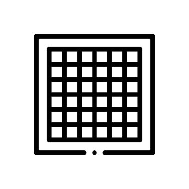 Satranç tahtası simgesi. Beyaz Arkaplanda İnce Doğrusal Tasarım