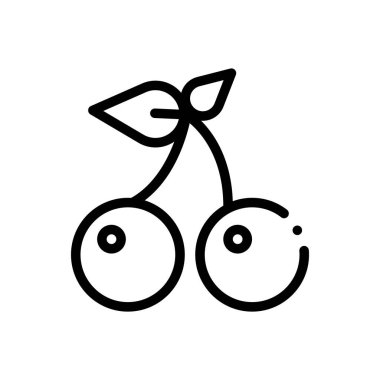 Kiraz ikonu. Beyaz Arkaplanda İnce Doğrusal Tasarım