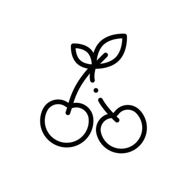 Kiraz ikonu. Beyaz Arkaplanda İnce Doğrusal Tasarım