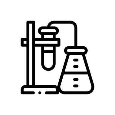 Kimya ikonu. Beyaz Arkaplanda İnce Doğrusal Tasarım
