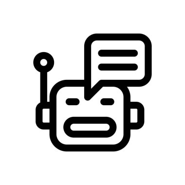 Chatbot ikonu. Beyaz Arkaplanda İnce Doğrusal Tasarım