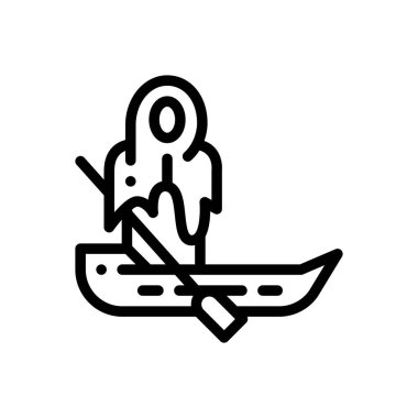 Charon simgesi. Beyaz Arkaplanda İnce Doğrusal Tasarım