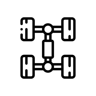 Şasi simgesi. Beyaz Arkaplanda İnce Doğrusal Tasarım