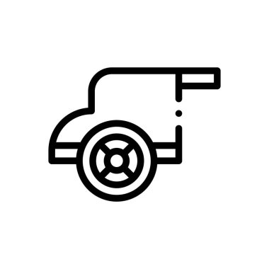 Savaş arabası ikonu. Beyaz Arkaplanda İnce Doğrusal Tasarım