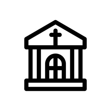 Mezarlık ikonu. Beyaz Arkaplanda İnce Doğrusal Tasarım