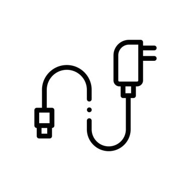 Şarj ikonu. Beyaz Arkaplanda İnce Doğrusal Tasarım