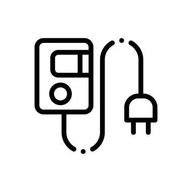 Şarj ikonu. Beyaz Arkaplanda İnce Doğrusal Tasarım