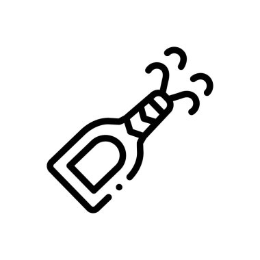 Şampanya ikonu. Beyaz Arkaplanda İnce Doğrusal Tasarım