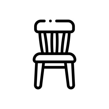 Sandalye ikonu. Beyaz Arkaplanda İnce Doğrusal Tasarım