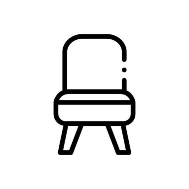 Sandalye ikonu. Beyaz Arkaplanda İnce Doğrusal Tasarım