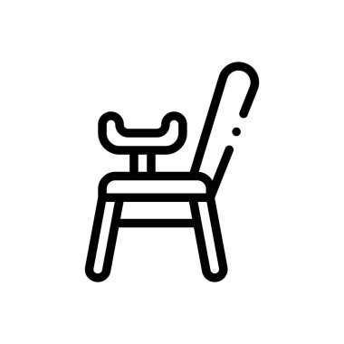 Sandalye ikonu. Beyaz Arkaplanda İnce Doğrusal Tasarım