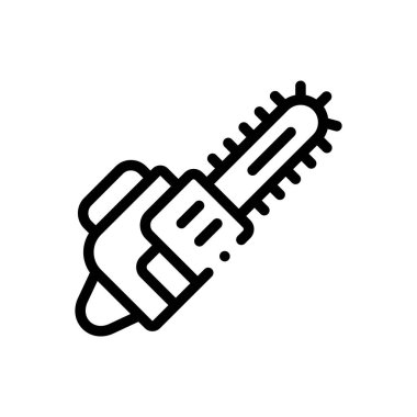 Elektrikli testere ikonu. Beyaz Arkaplanda İnce Doğrusal Tasarım