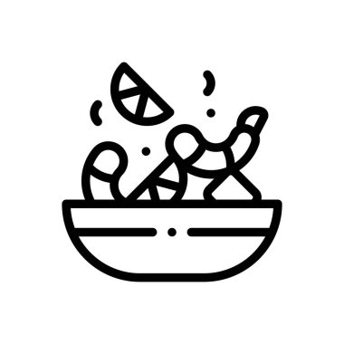 Ceviche ikonu. Beyaz Arkaplanda İnce Doğrusal Tasarım