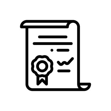 Sertifika simgesi. Beyaz Arkaplanda İnce Doğrusal Tasarım