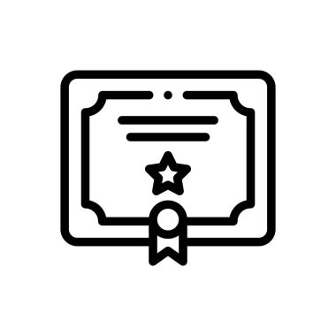 Sertifika simgesi. Beyaz Arkaplanda İnce Doğrusal Tasarım