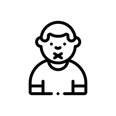 Sansür simgesi. Beyaz Arkaplanda İnce Doğrusal Tasarım