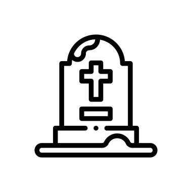 Mezarlık ikonu. Beyaz Arkaplanda İnce Doğrusal Tasarım