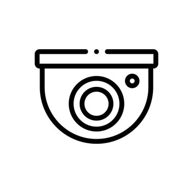 Kapalı devre televizyon ikonu. Beyaz Arkaplanda İnce Doğrusal Tasarım