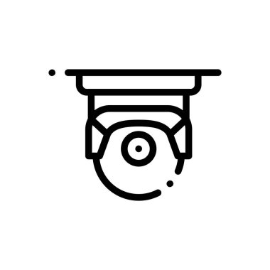 Kapalı devre televizyon ikonu. Beyaz Arkaplanda İnce Doğrusal Tasarım