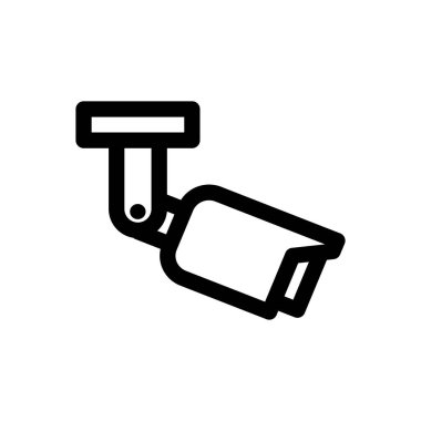 Kapalı devre televizyon ikonu. Beyaz Arkaplanda İnce Doğrusal Tasarım