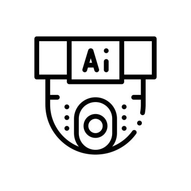 Kapalı devre kamera simgesi. Beyaz Arkaplanda İnce Doğrusal Tasarım