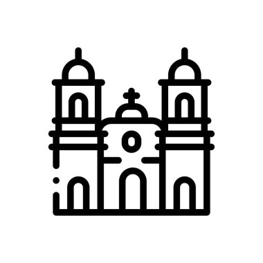 Katedral de trujillo simgesi. Beyaz Arkaplanda İnce Doğrusal Tasarım