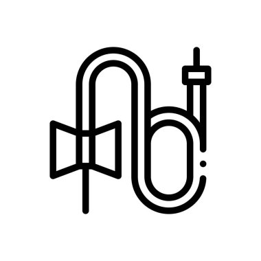 Kateter ikonu. Beyaz Arkaplanda İnce Doğrusal Tasarım