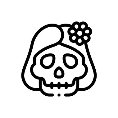 Catrina ikonu. Beyaz Arkaplanda İnce Doğrusal Tasarım