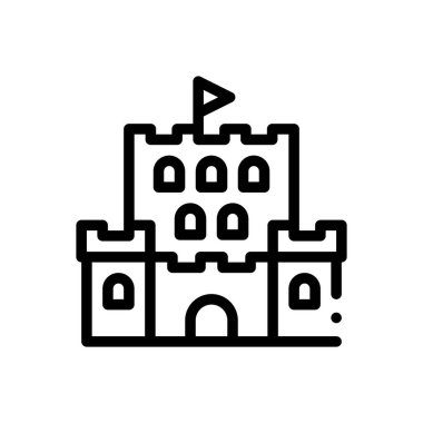 Şato ikonu. Beyaz Arkaplanda İnce Doğrusal Tasarım