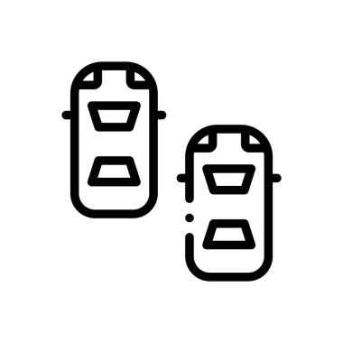 Araba ikonu. Beyaz Arkaplanda İnce Doğrusal Tasarım