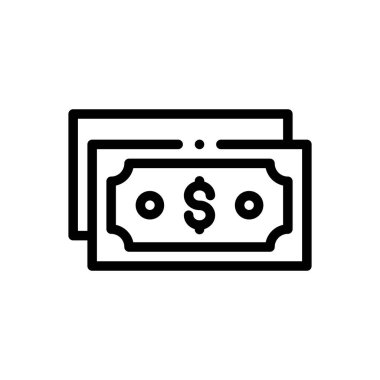 Para ikonu. Beyaz Arkaplanda İnce Doğrusal Tasarım