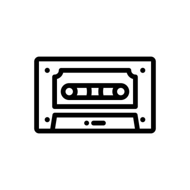 Cassete simgesi. Beyaz Arkaplanda İnce Doğrusal Tasarım