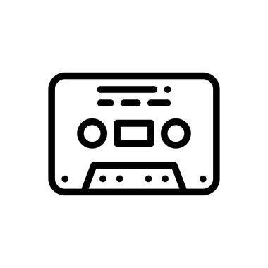 kaset ikonu. Beyaz Arkaplanda İnce Doğrusal Tasarım