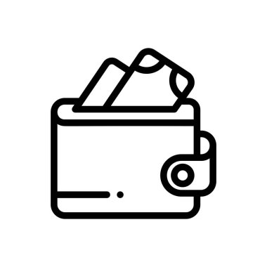 Para ikonu. Beyaz Arkaplanda İnce Doğrusal Tasarım