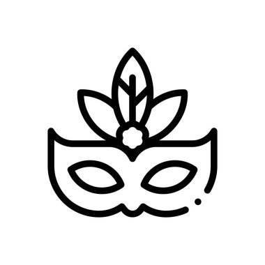 Karnaval maskesi ikonu. Beyaz Arkaplanda İnce Doğrusal Tasarım