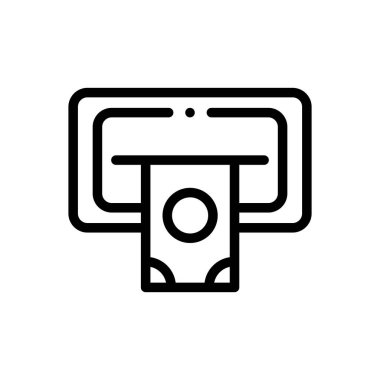 Para çekme ikonu. Beyaz Arkaplanda İnce Doğrusal Tasarım