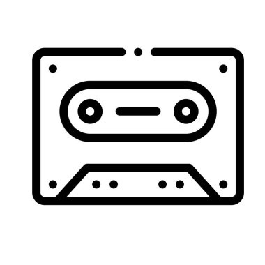 kaset ikonu. Beyaz Arkaplanda İnce Doğrusal Tasarım