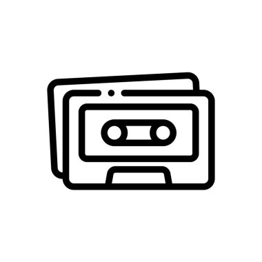 Cassete simgesi. Beyaz Arkaplanda İnce Doğrusal Tasarım