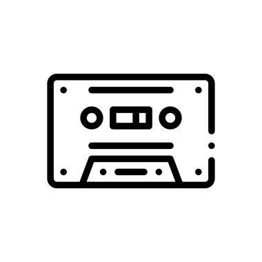 kaset ikonu. Beyaz Arkaplanda İnce Doğrusal Tasarım