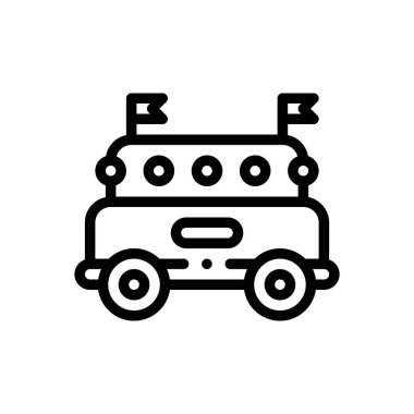 Araba ikonu. Beyaz Arkaplanda İnce Doğrusal Tasarım