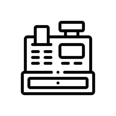 Yazar kasa ikonu. Beyaz Arkaplanda İnce Doğrusal Tasarım