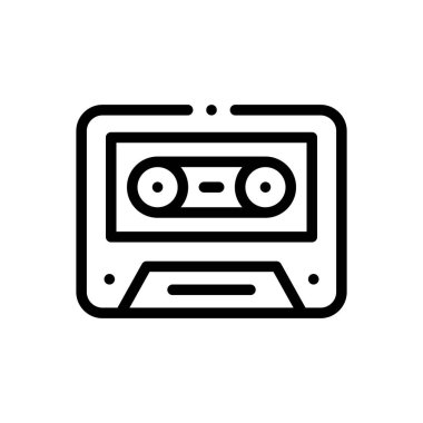 kaset ikonu. Beyaz Arkaplanda İnce Doğrusal Tasarım