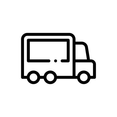 kargo kamyonu ikonu. Beyaz Arkaplanda İnce Doğrusal Tasarım