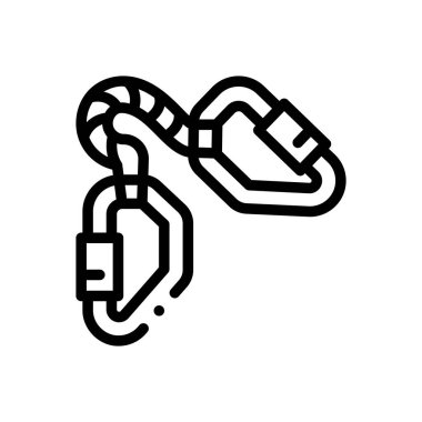 Karabina simgesi. Beyaz Arkaplanda İnce Doğrusal Tasarım