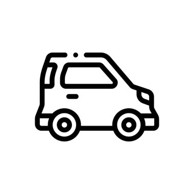 Araba ikonu. Beyaz Arkaplanda İnce Doğrusal Tasarım