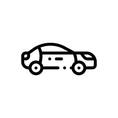 Araba ikonu. Beyaz Arkaplanda İnce Doğrusal Tasarım