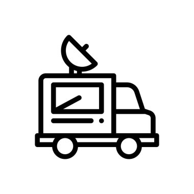 Araba ikonu. Beyaz Arkaplanda İnce Doğrusal Tasarım